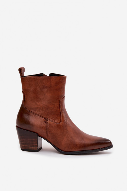 Oda kaubojiško stiliaus aulinukai Moteriškas su kulniukais pašiltinti Zazoo 60565 rudos spalvos