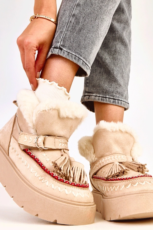 Smėlio spalvos sniego batai su...