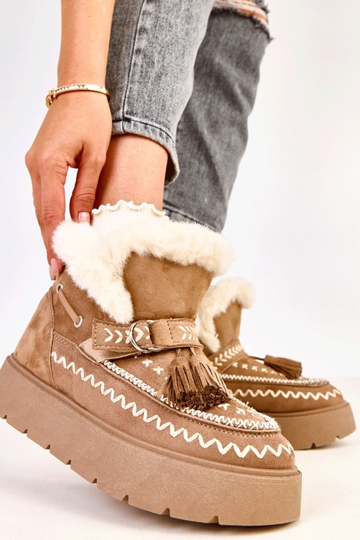 Šviesiai rudi sniego batai su...