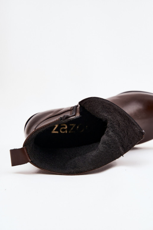 Oda kaubojiško stiliaus aulinukai Moteriškas su kulniukais pašiltinti Zazoo 60565 CzekoladoĮe