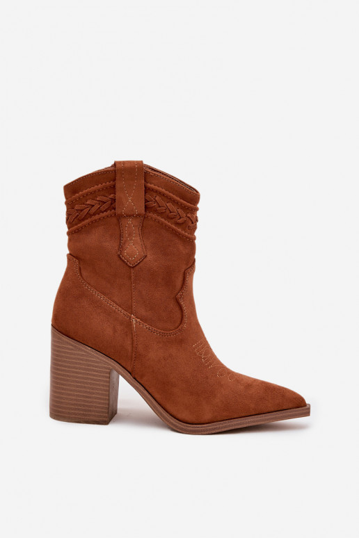 kaubojiško stiliaus aulinukai Moteriškas su kulniukais rudos spalvos Jessa