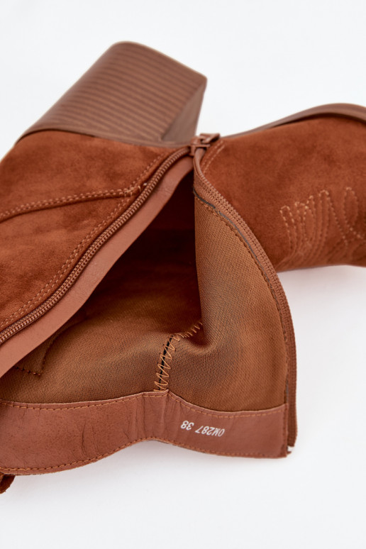 kaubojiško stiliaus aulinukai Moteriškas su kulniukais rudos spalvos Jessa