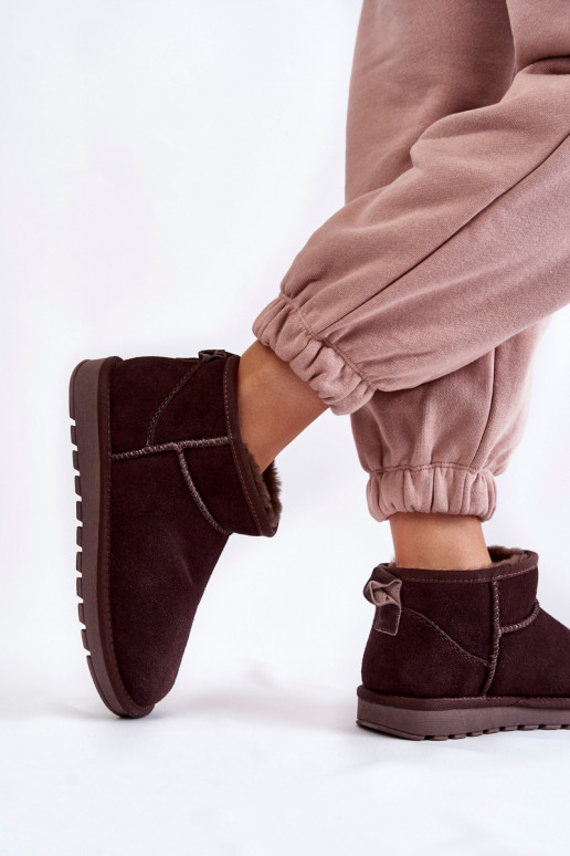 Moteriškas iš zomšos Žemas sniego batai rudos spalvos Shelie