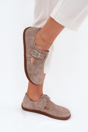 iš zomšos batai Barefoot Moteriškas su sagtimis Zazoo N1261 smėlio spalvos