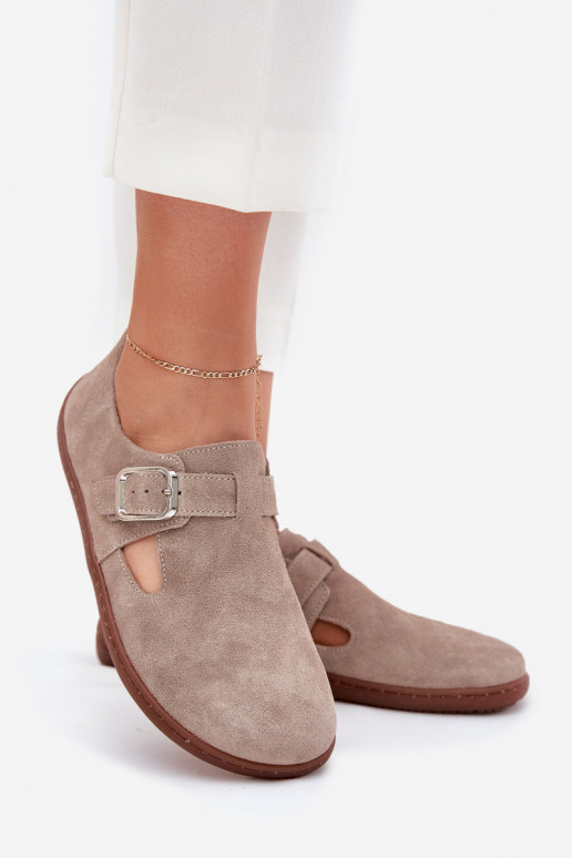 iš zomšos batai Barefoot Moteriškas su sagtimis Zazoo N1261 smėlio spalvos