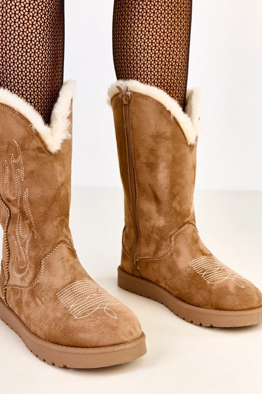 Tamsiai smėliniai sniego batai su...