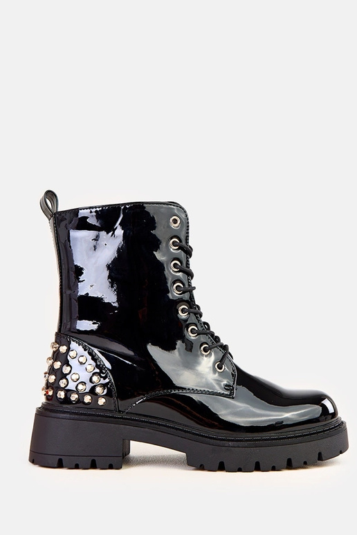 Juodi lakiruoti auliniai batai su...