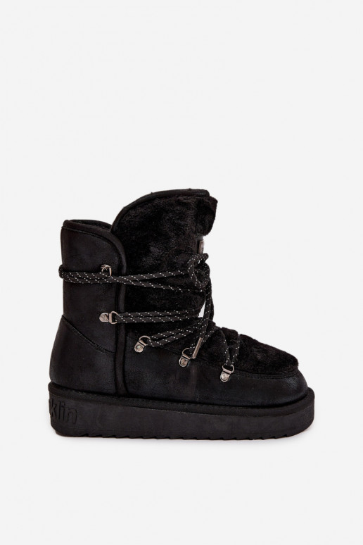 sniego batai Moteriškas su platforma su kailiuku D.Franklin DFSH37005 juodos spalvos