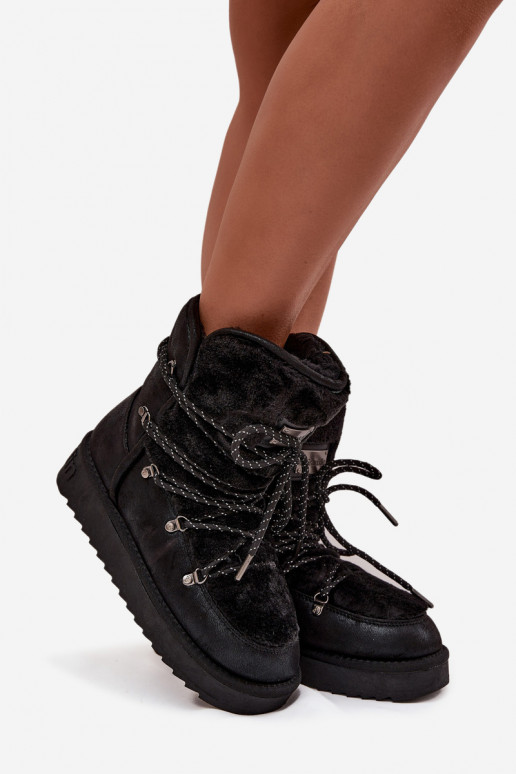 sniego batai Moteriškas su platforma su kailiuku D.Franklin DFSH37005 juodos spalvos