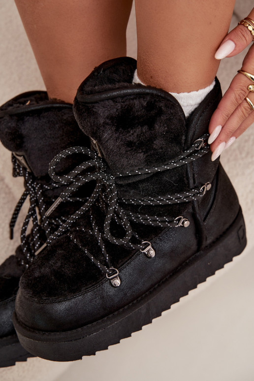 sniego batai Moteriškas su platforma su kailiuku D.Franklin DFSH37005 juodos spalvos