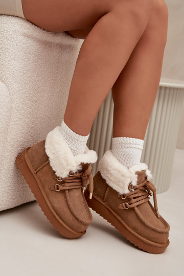 sniego batai MoteriškassuĮjungtaturalnego iš zomšosu D.Franklin DFSH375006 rudos spalvos