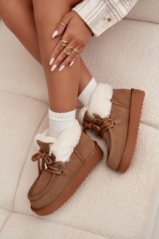 sniego batai MoteriškassuĮjungtaturalnego iš zomšosu D.Franklin DFSH375006 rudos spalvos