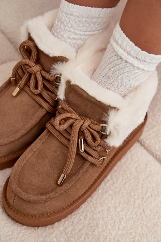 sniego batai MoteriškassuĮjungtaturalnego iš zomšosu D.Franklin DFSH375006 rudos spalvos