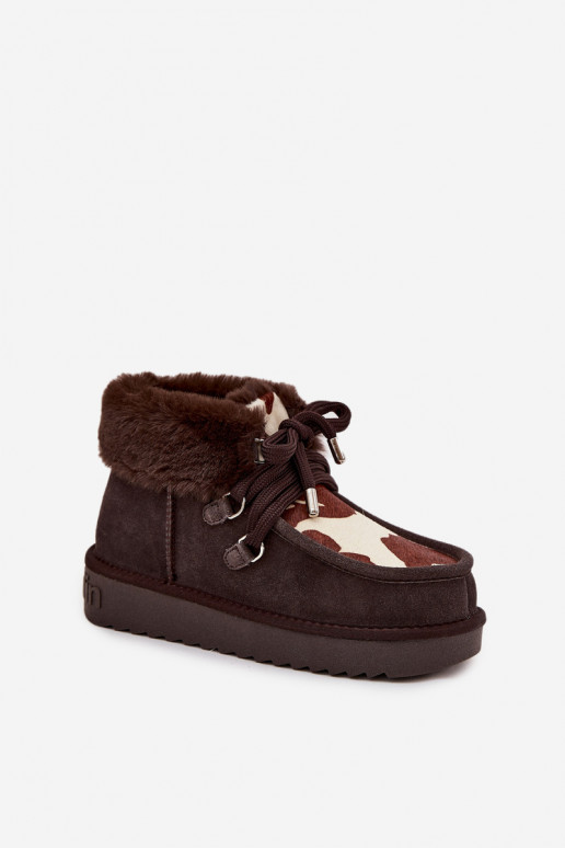 sniego batai MoteriškassuĮjungtaturalnego iš zomšosu Łaty D.Franklin DFSH375008 CzekoladoĮe