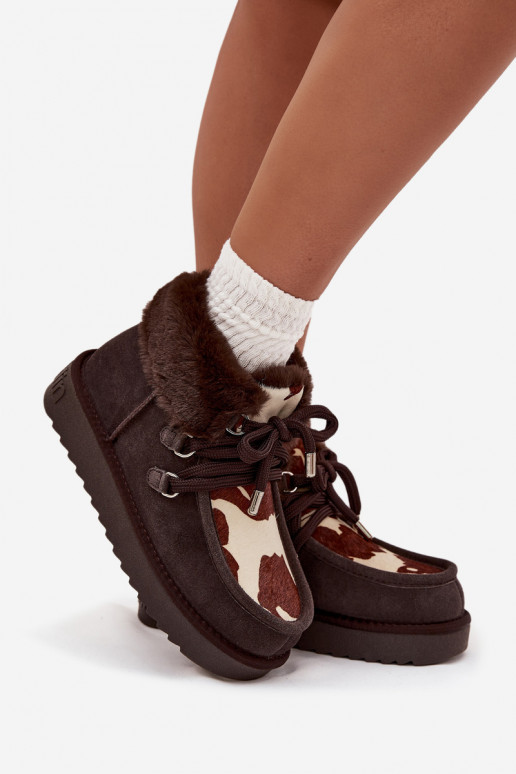 sniego batai MoteriškassuĮjungtaturalnego iš zomšosu Łaty D.Franklin DFSH375008 CzekoladoĮe