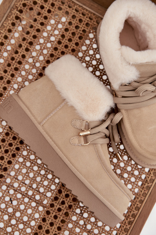 sniego batai MoteriškassuĮjungtaturalnego iš zomšosu D.Franklin DFSH375006 dramblio kaulo spalvos