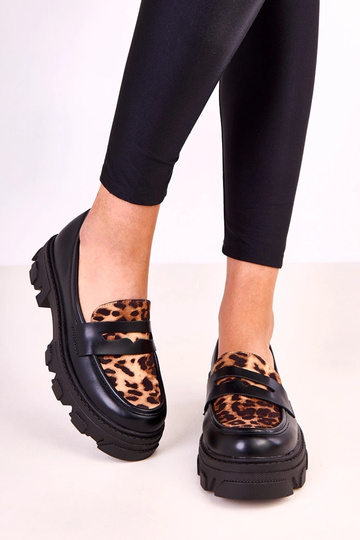 Juodi mokasinai su leopardo... 2