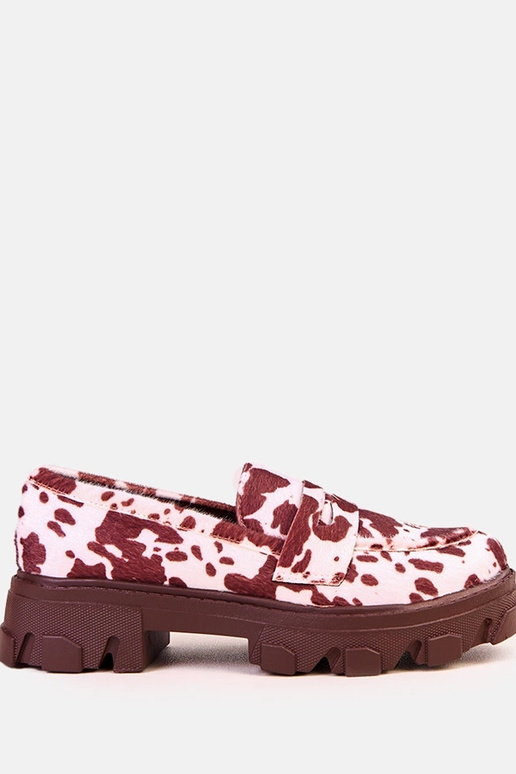 Rudi moteriški mokasinai su karvės...