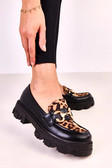Juodi mokasinai su leopardo...