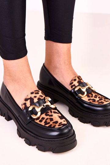 Juodi mokasinai su leopardo... 2