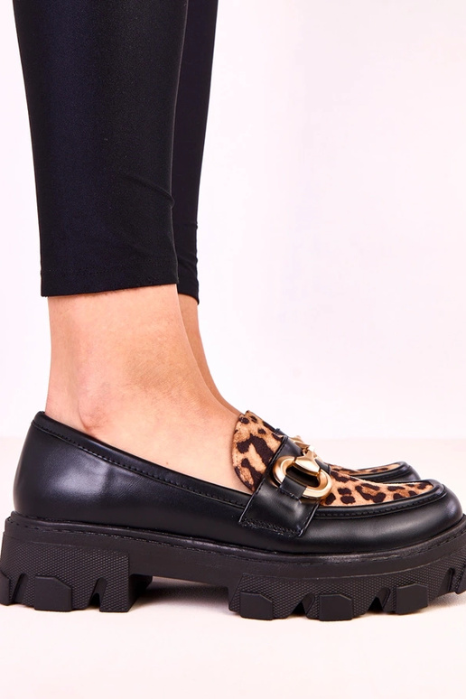 Juodi mokasinai su leopardo rašto...