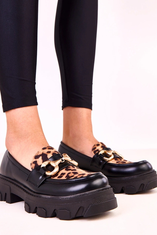 Juodi mokasinai su leopardo rašto...