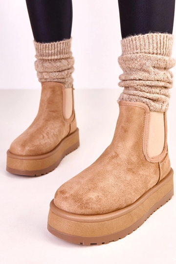 Tamsiai smėliniai žemi sniego batai su elastinga įsiuva Nancey 2