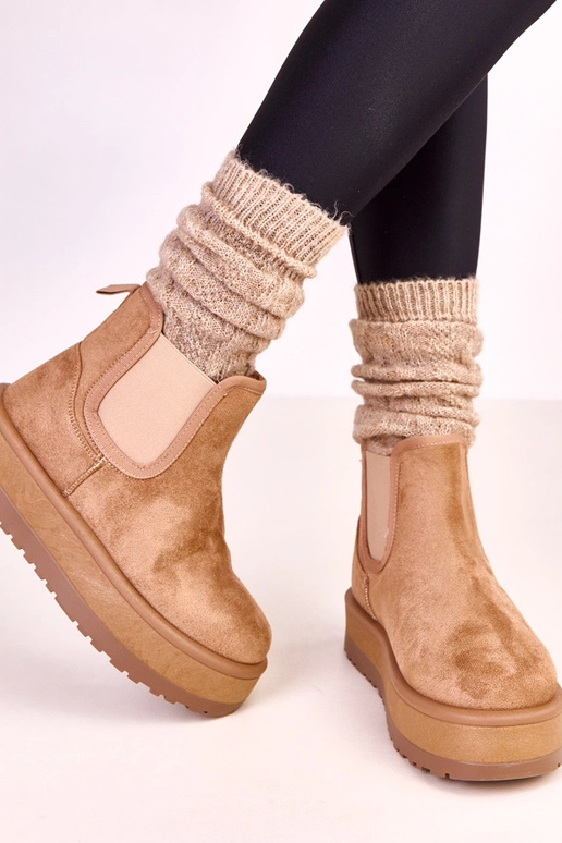 Tamsiai smėliniai žemi sniego batai...