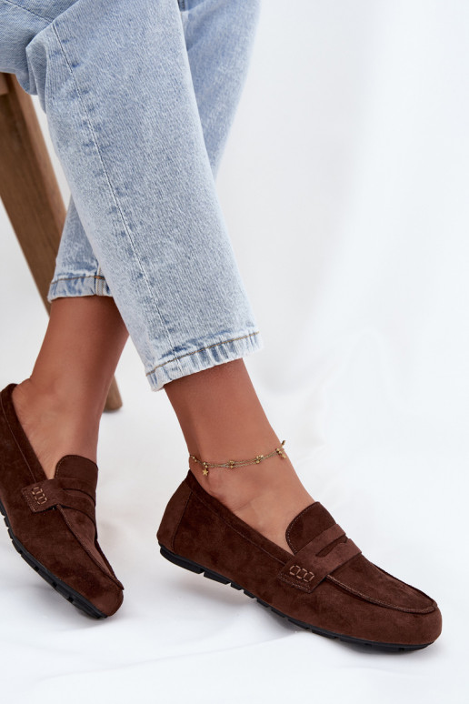 Moteriški plokščiapadžiai mokasinai tamsiai rudos spalvos "Soreline"