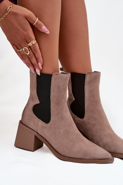 Odiniai zomšiniai aulinukai su pašiltinimu viduje Artiker 57C0045 smėlio spalvos