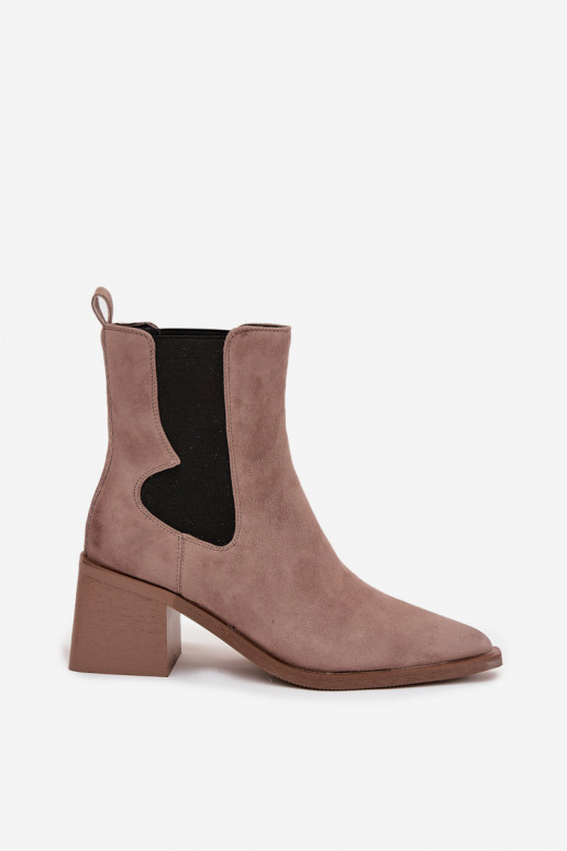 Odiniai zomšiniai aulinukai su pašiltinimu viduje Artiker 57C0045 smėlio spalvos