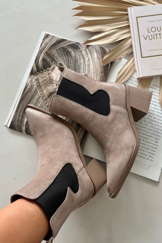 Odiniai zomšiniai aulinukai su pašiltinimu viduje Artiker 57C0045 smėlio spalvos