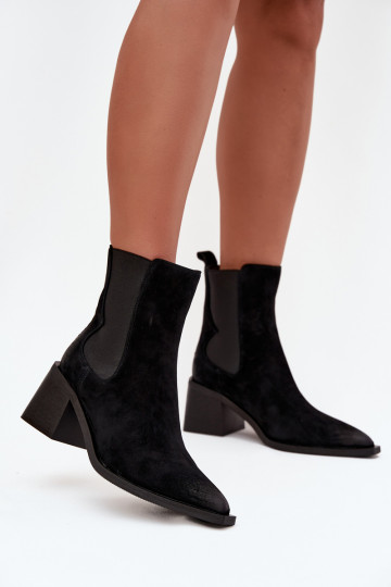 Odiniai zomšiniai aulinukai su pašiltinimu viduje Artiker 57C0049 juodos spalvos