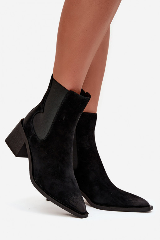 Odiniai zomšiniai aulinukai su pašiltinimu viduje Artiker 57C0049 juodos spalvos