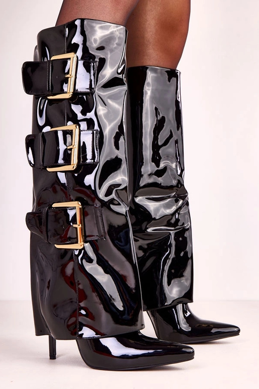 Juodi lakiniai auliniai batai su...