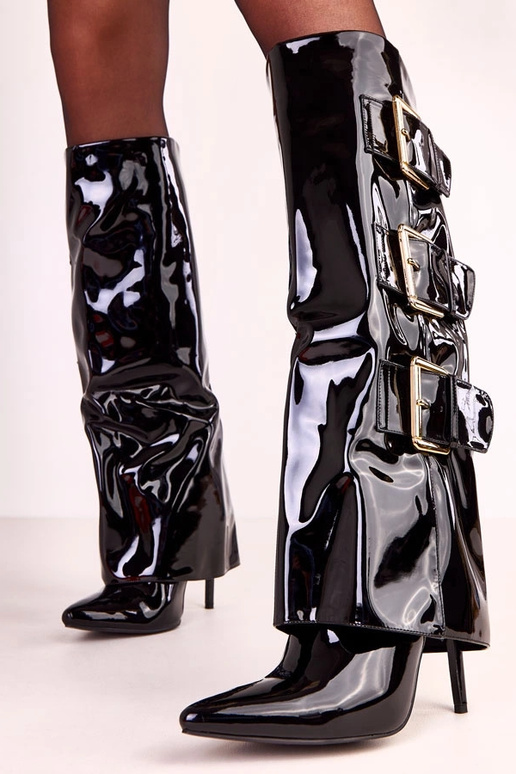 Juodi lakiniai auliniai batai su...