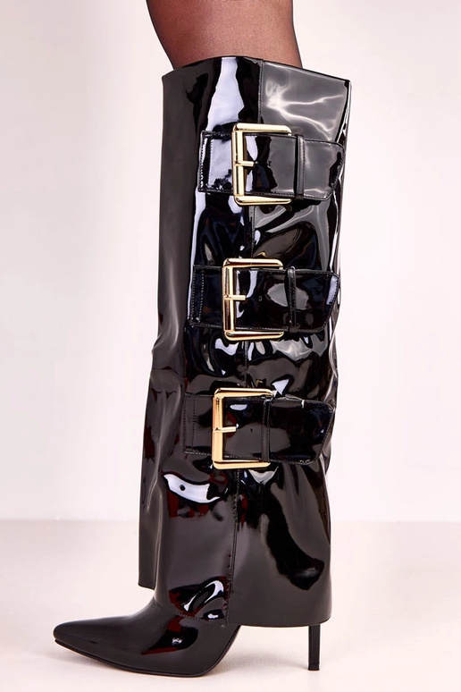 Juodi lakiniai auliniai batai su...