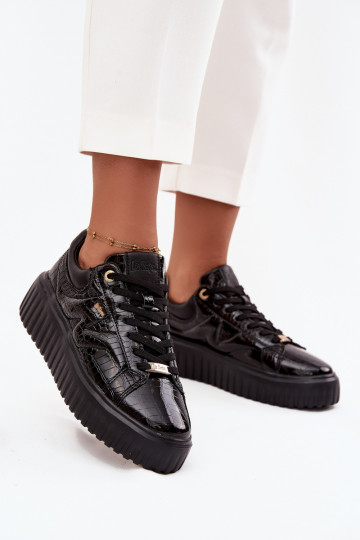 su lako efektu Sneakers modelio batai Moteriškas su platforma Lee Cooper LCJ-25-09-3870 juodos spalvos 2