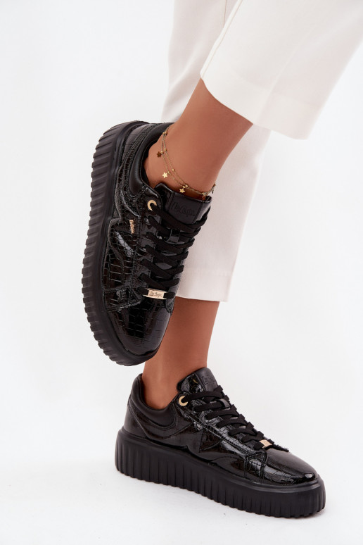 su lako efektu Sneakers modelio batai Moteriškas su platforma Lee Cooper LCJ-25-09-3870 juodos spalvos su lako efektu Sneakers modelio batai Moteriškas su platforma Lee Cooper LCJ-25-09-3870 juodos spalvos
