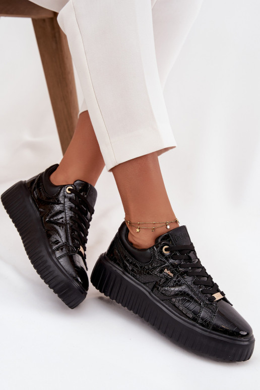 su lako efektu Sneakers modelio batai Moteriškas su platforma Lee Cooper LCJ-25-09-3870 juodos spalvos su lako efektu Sneakers modelio batai Moteriškas su platforma Lee Cooper LCJ-25-09-3870 juodos spalvos