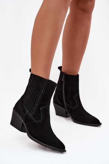 Zomšiniai batai kaubojiško stiliaus Moteriškas su kulniukais pašiltinti juodos spalvos Dylira 2