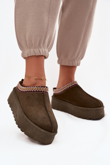 sniego batai Moteriškas Su puošniais Haftem chaki spalvos Jenira