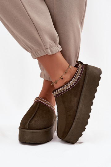 sniego batai Moteriškas Su puošniais Haftem chaki spalvos Jenira 2