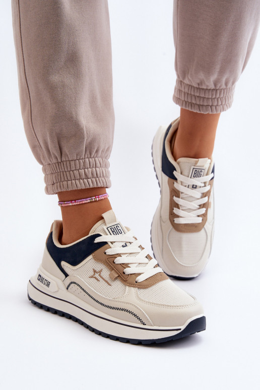 Sneakers modelio batai Moteriškas Big Star NN274A092 smėlio spalvos Sneakers modelio batai Moteriškas Big Star NN274A092 smėlio spalvos