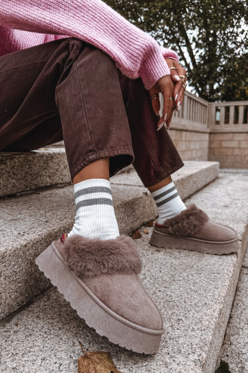 sniego batai Moteriškas su platforma su kailiuku I Haftem smėlio spalvos Querina 2