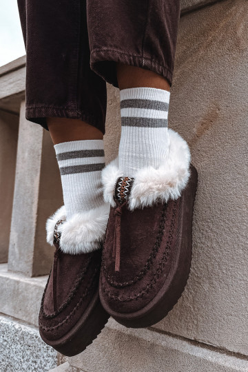sniego batai Moteriškas su kailiuku su platforma CzekoladoĮe Rosmira