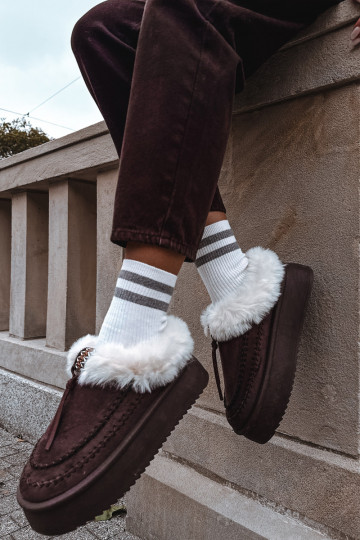 sniego batai Moteriškas su kailiuku su platforma CzekoladoĮe Rosmira 2