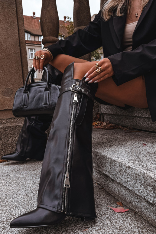 pašiltinti moteriški ilgaauliai batai virš kelių su kulniukais su dirželiais su sagtimis I sidabro spalvosm Zamkiem juodos spalv pašiltinti moteriški ilgaauliai batai virš kelių su kulniukais su dirželiais su sagtimis I sidabro spalvosm Zamkiem juodos spalv