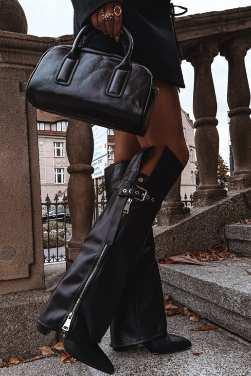 pašiltinti moteriški ilgaauliai batai virš kelių su kulniukais su dirželiais su sagtimis I sidabro spalvosm Zamkiem juodos spalv pašiltinti moteriški ilgaauliai batai virš kelių su kulniukais su dirželiais su sagtimis I sidabro spalvosm Zamkiem juodos spalv