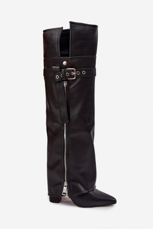 pašiltinti moteriški ilgaauliai batai virš kelių su kulniukais su dirželiais su sagtimis I sidabro spalvosm Zamkiem juodos spalv pašiltinti moteriški ilgaauliai batai virš kelių su kulniukais su dirželiais su sagtimis I sidabro spalvosm Zamkiem juodos spalv